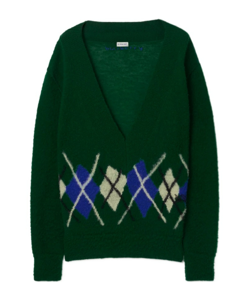 Burberry Argyle-knit Wool Jumper In Green