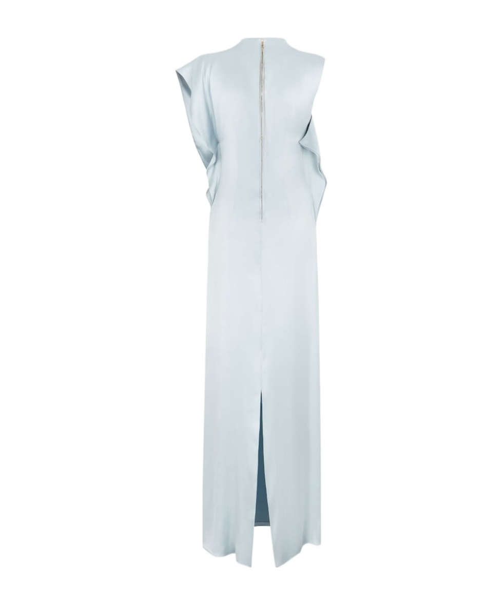 Fendi Light Blue Long Dress With Asymmetric Sleeves In Silk Woman In White