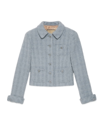 Gucci Interlocking G-buttons Tweed Jacket In Blue