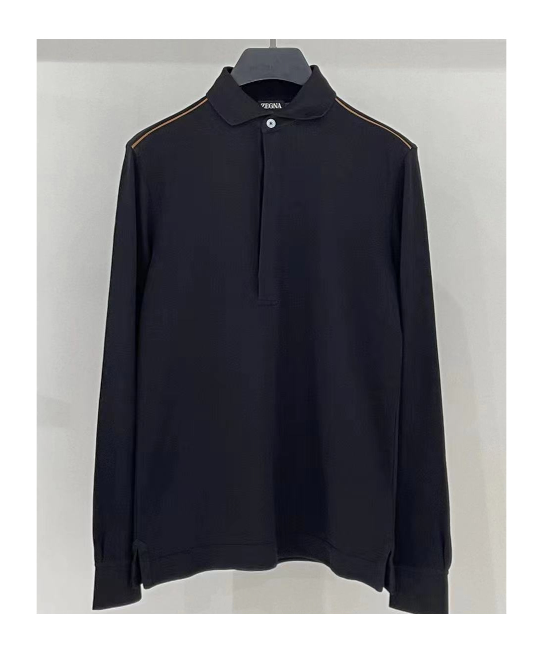 Zegna Lapel Long-sleeved Polo Shirt In Black