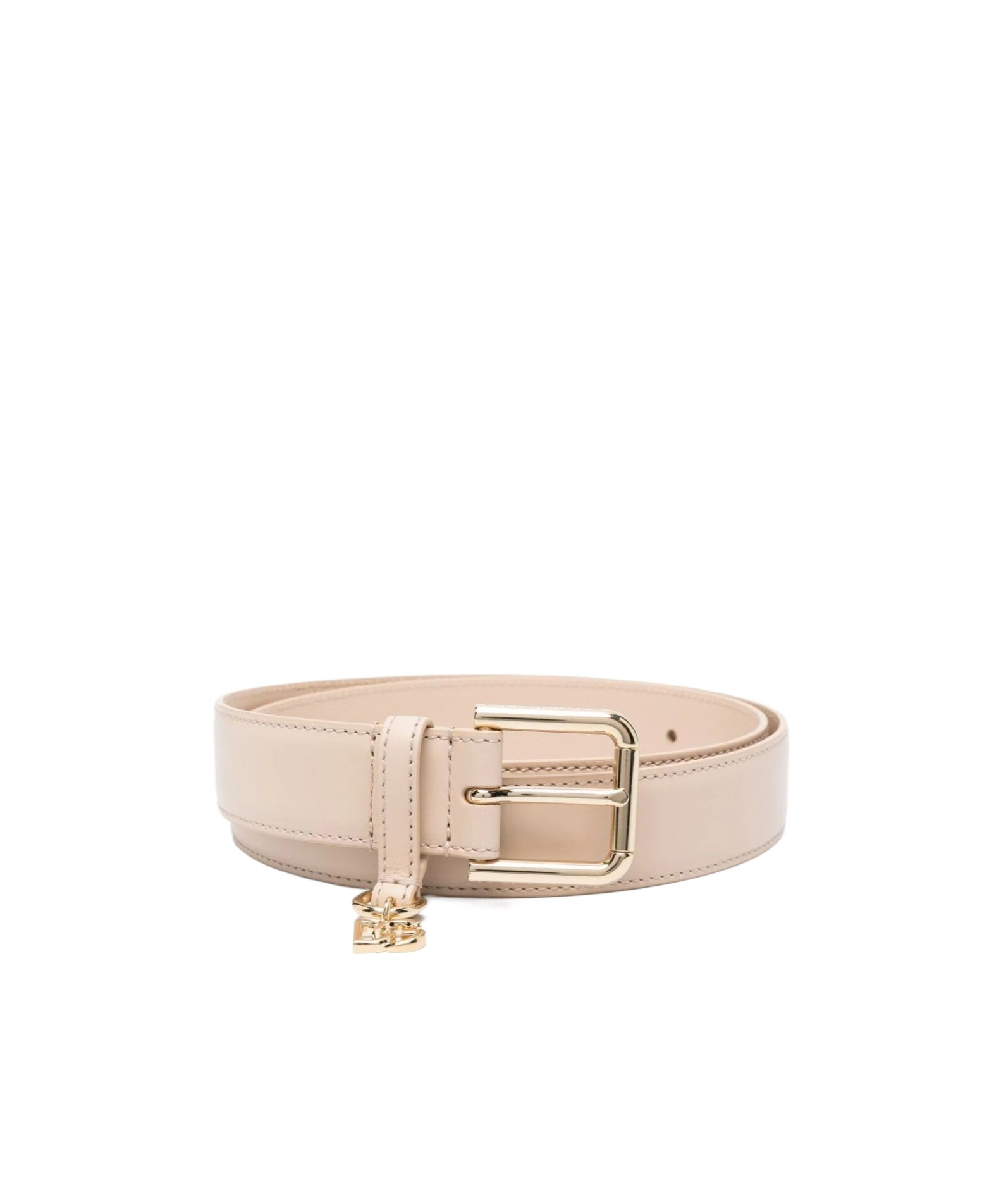 Dolce & Gabbana Leather Belt Adjustable Round Tip In Nude