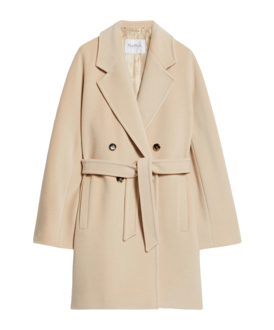 Max Mara Oversized Wool And Cashmere Coat With Lapel Collar And Kimono Sleeves In Nude