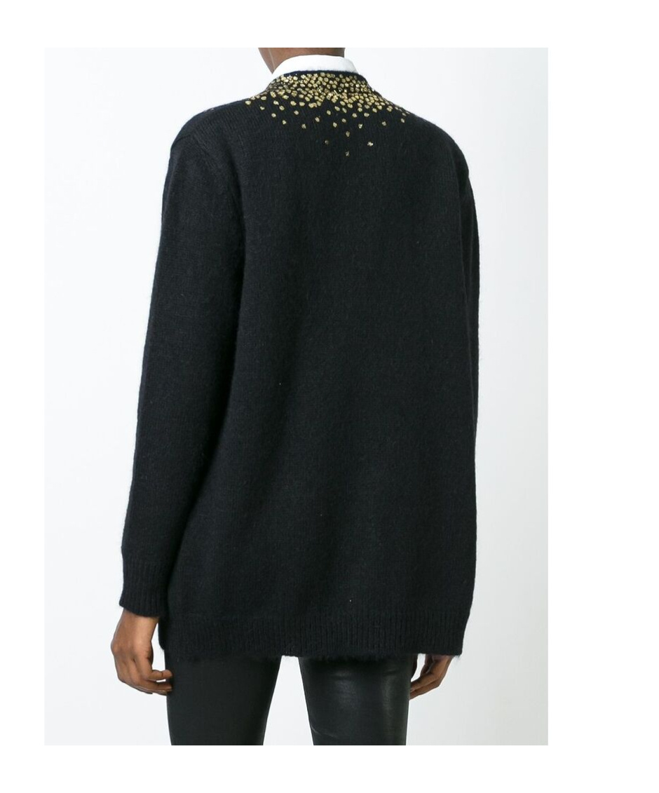 Saint Laurent V-neck Knitted Cardigan In Black