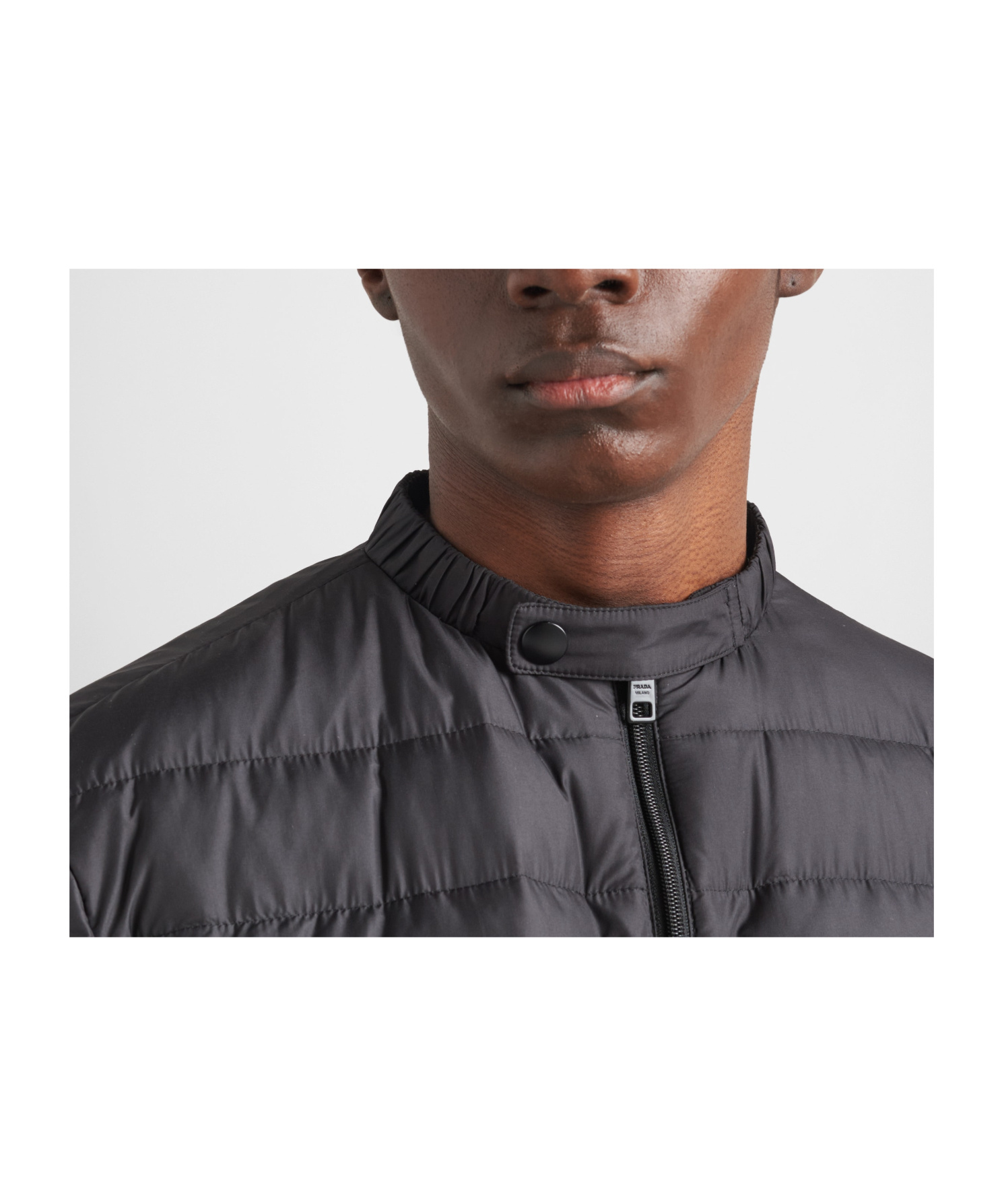 Prada Mens Black Triangle-logo Technical Shell-down Jacket In Black