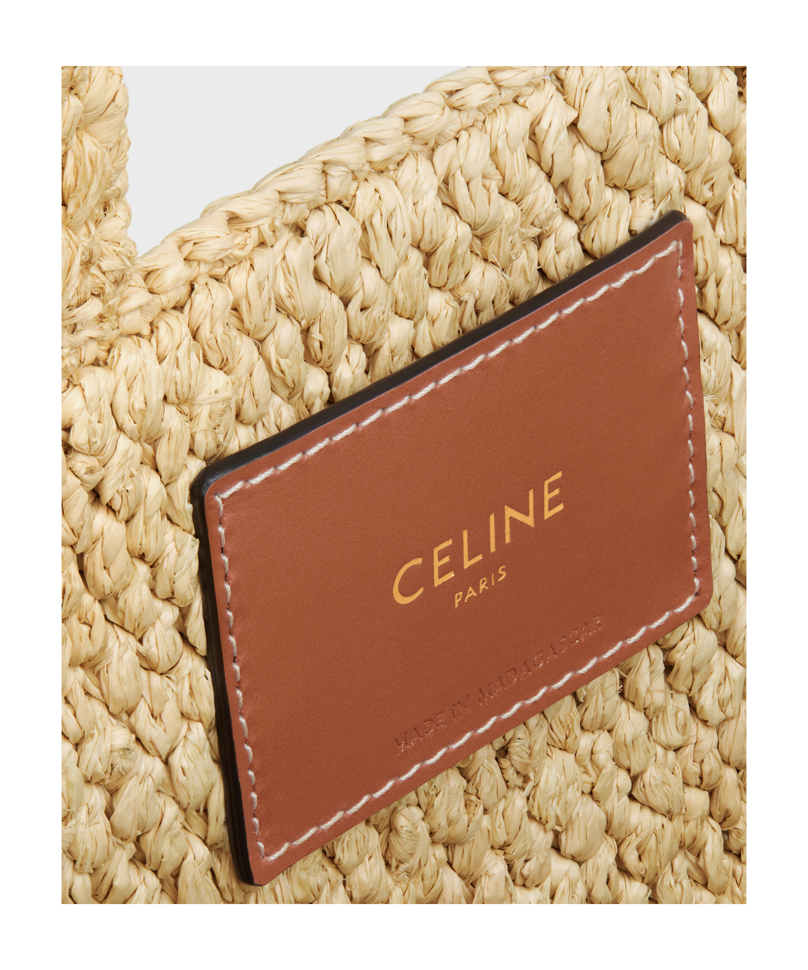 Celine Small Cabas Thais Bag In Raffia And Calf Leather Leather In Brown