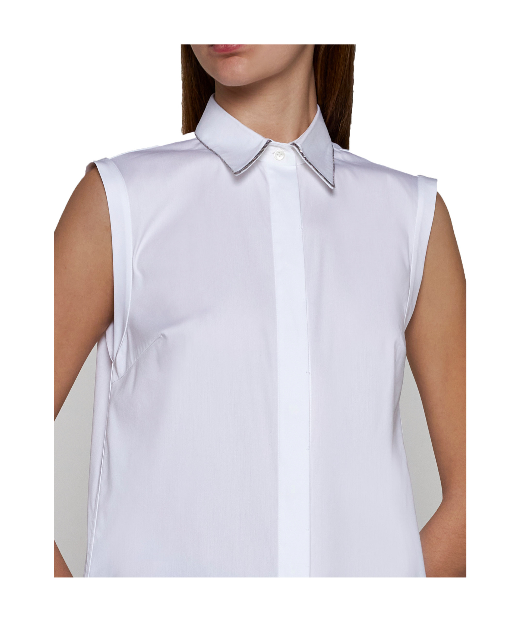 Shop Brunello Cucinelli Sleeveless Button-up Shirt In White