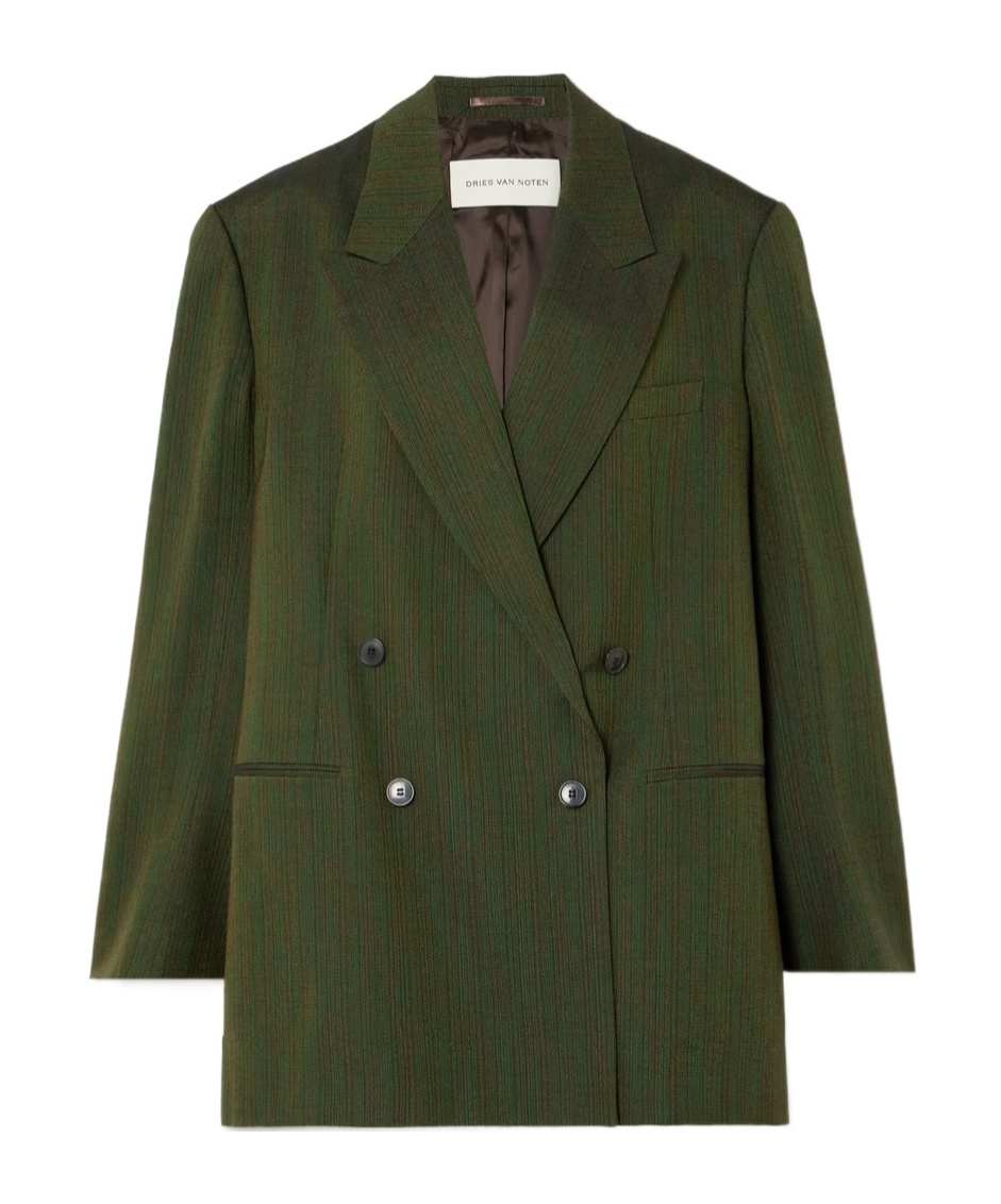 Dries Van Noten Double-breasted Blazer In Green