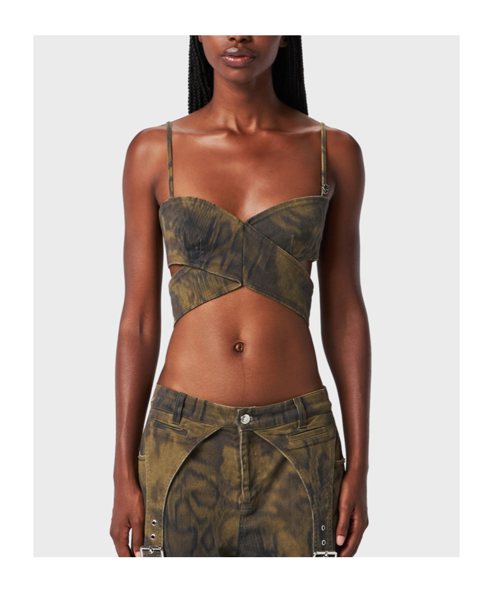 Blumarine Printed Cross Blouse In Green