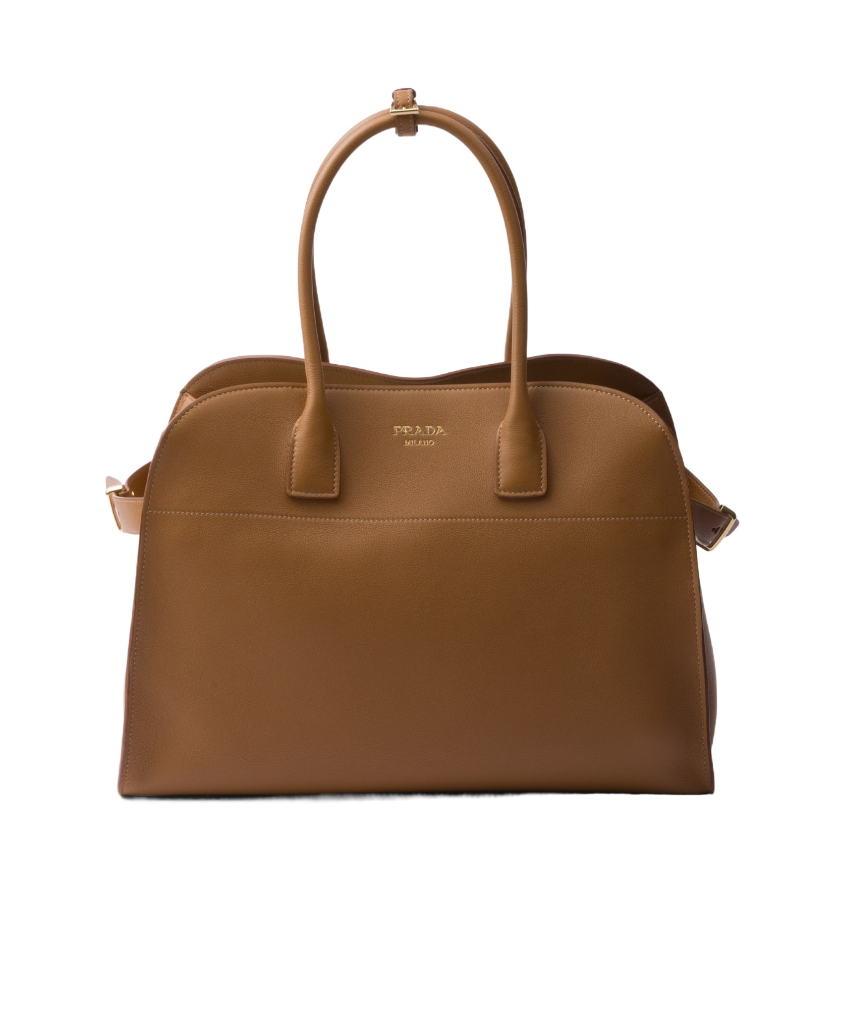 Prada Logo-lettering Leather Tote Bag In Brown