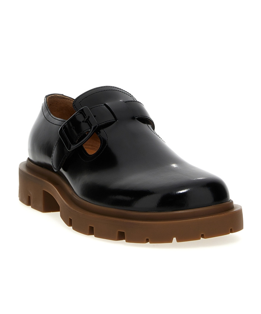 Maison Margiela Leather Monk Shoes In Black