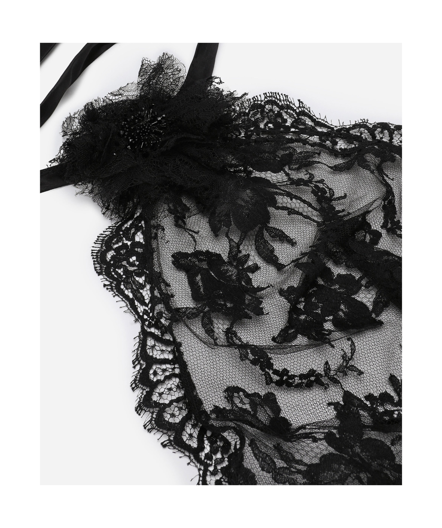 DOLCE & GABBANA DOLCE  GABBANA FLOWER DETAILED ASYMMETRICAL LACE TOP