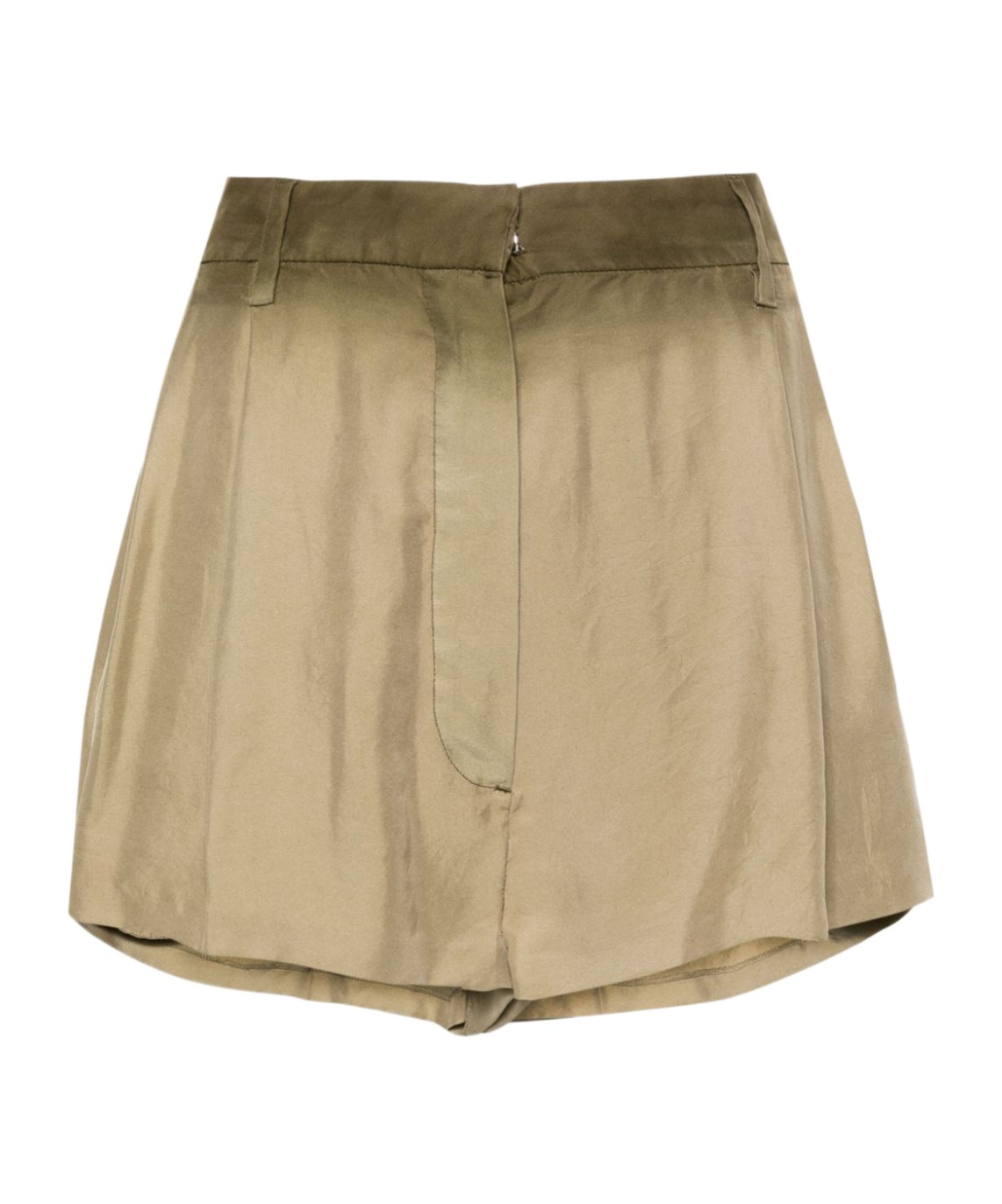 Prada Neutral High-waist Silk Mini Shorts - Women's - Calf Leather/silk In Brown