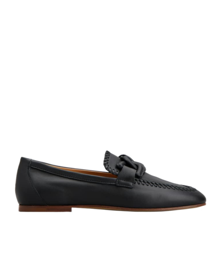 Tod's Chain-link Leather Loafers In Black