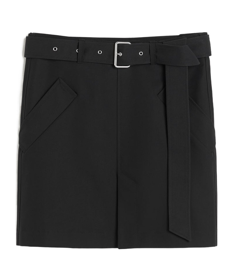 Totême Toteme Trench Belted Organic Cotton Skirt In Black