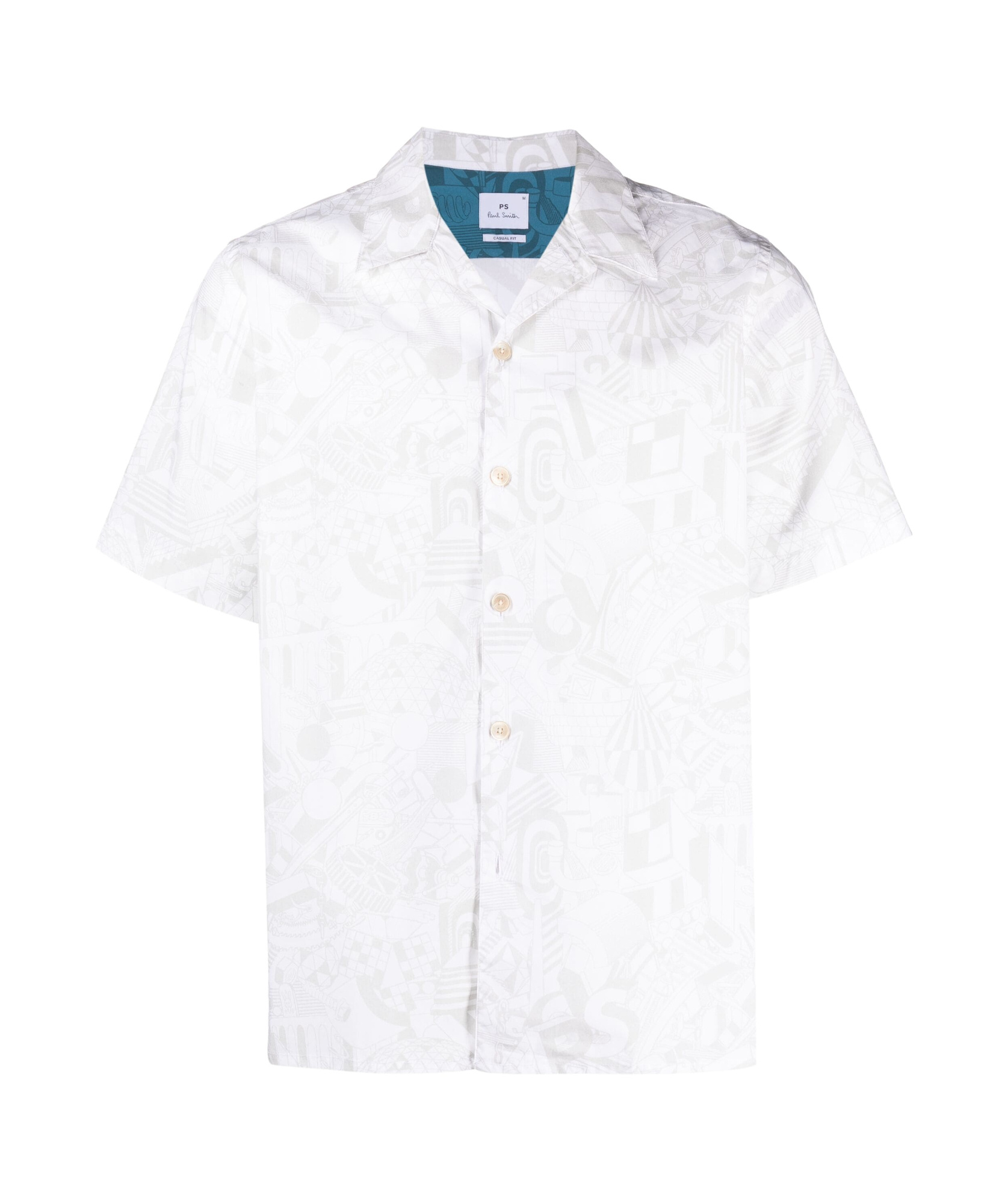 Ps By Paul Smith Doodle-print Camp-collar Shirt In White