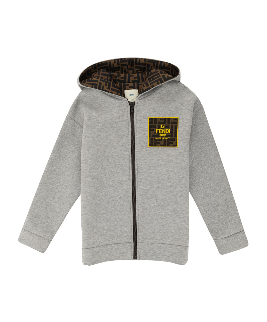Fendi Grey Hoodie With Logo Detail In Fabric Boy In Gray