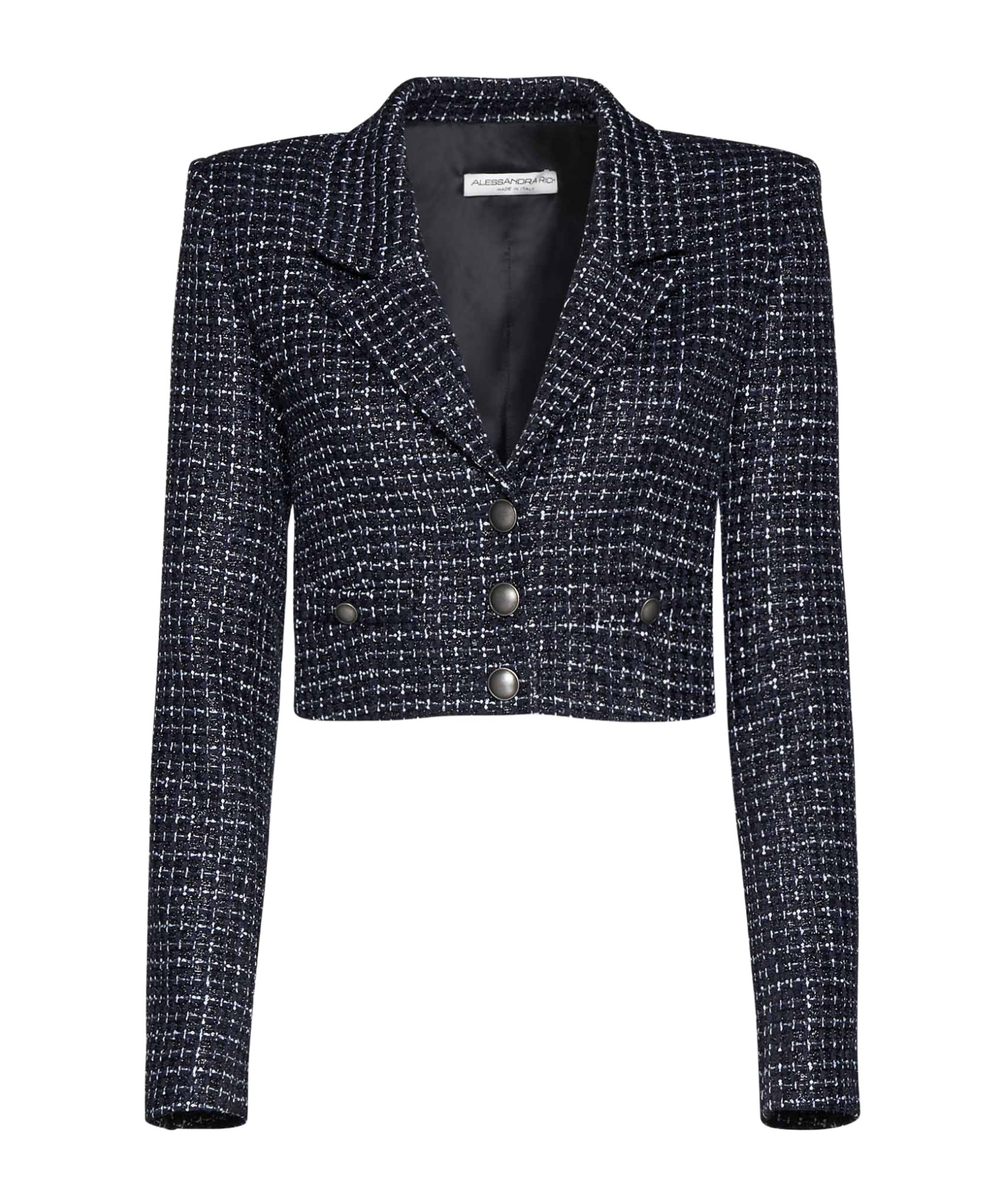 Alessandra Rich Button-up Cropped Jacket In Black