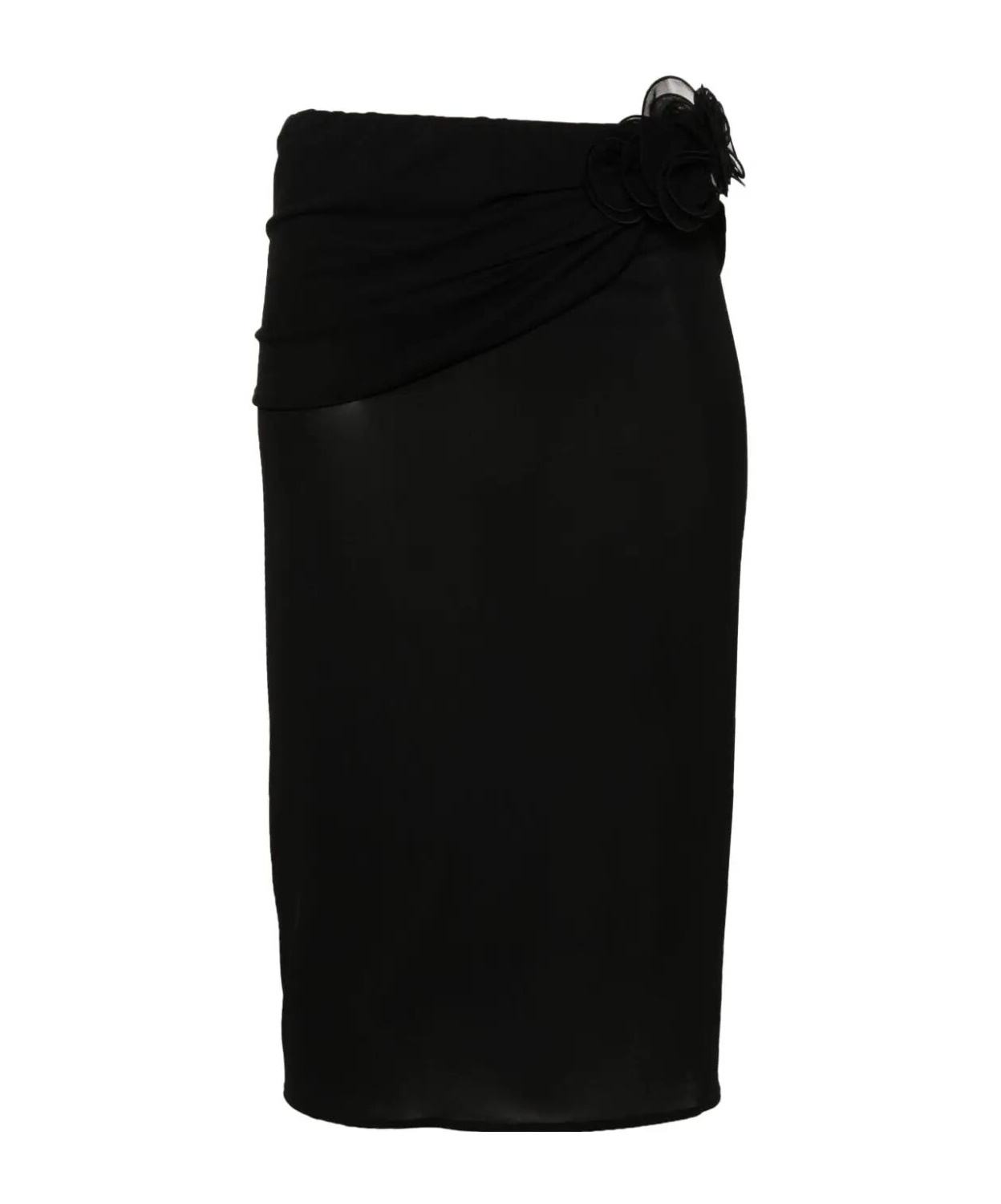 Magda Butrym Embellished Floral High-waisted Ruched Midi Skirt In Black