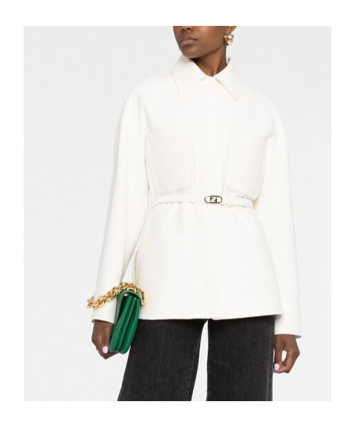 Fendi Lapel Casual Jacket In White