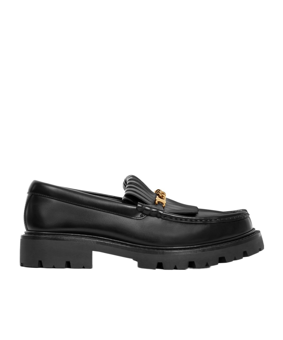 Celine Margaret Loafer With Triomphe Chain In Shiny Bull In Black