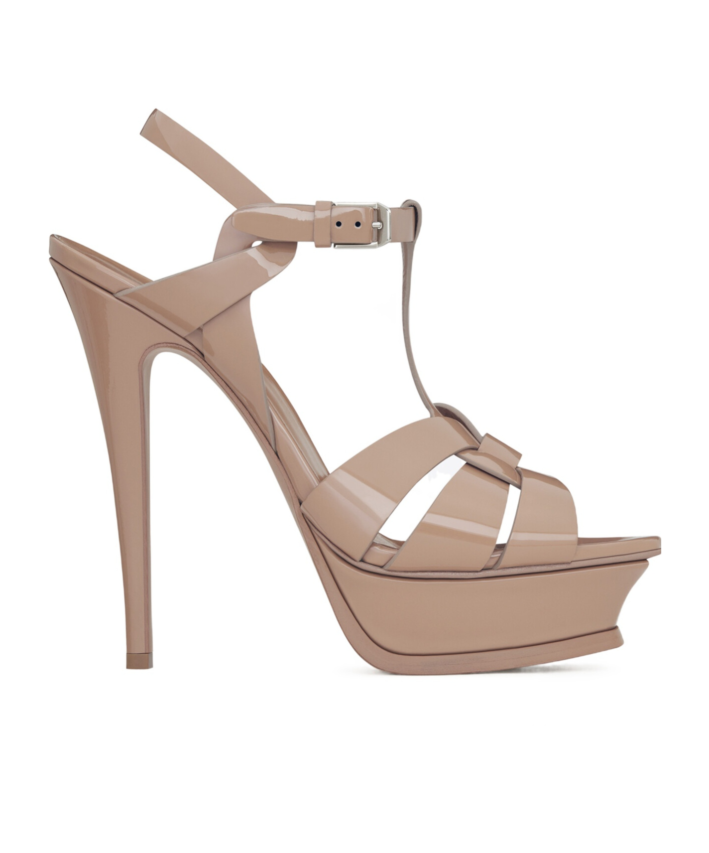 Saint Laurent Tribute Pink Sandals With Stiletto Heel And Cassandre In Leather Woman In Nude