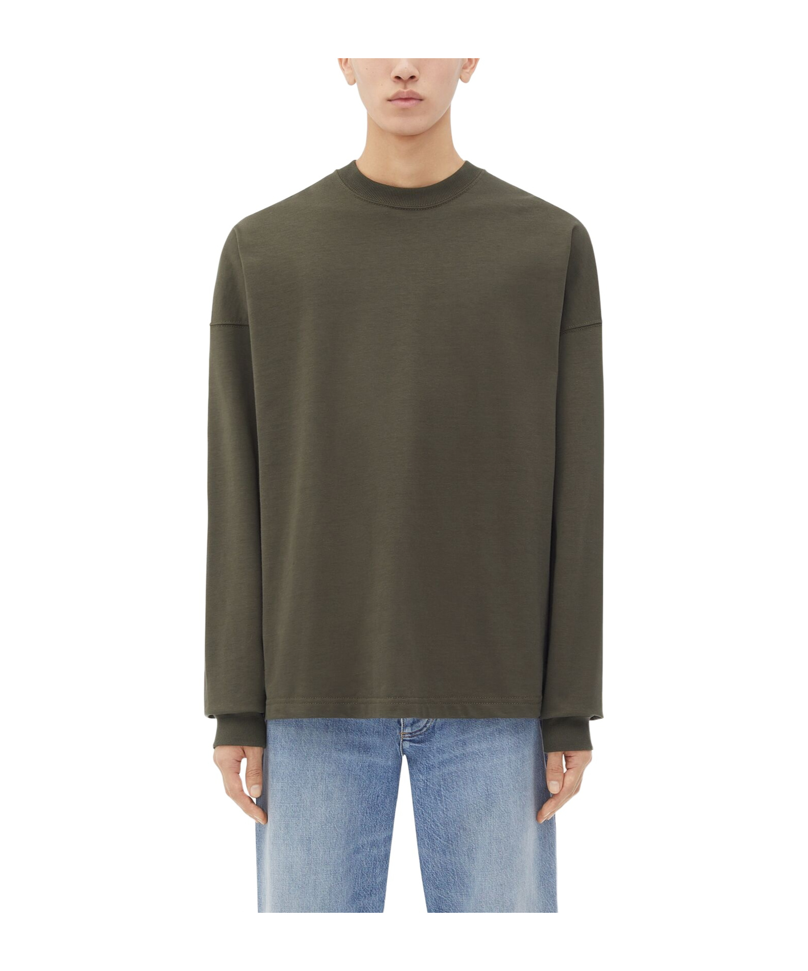 Bottega Veneta Crew-neck Cotton Sweatshirt In Green