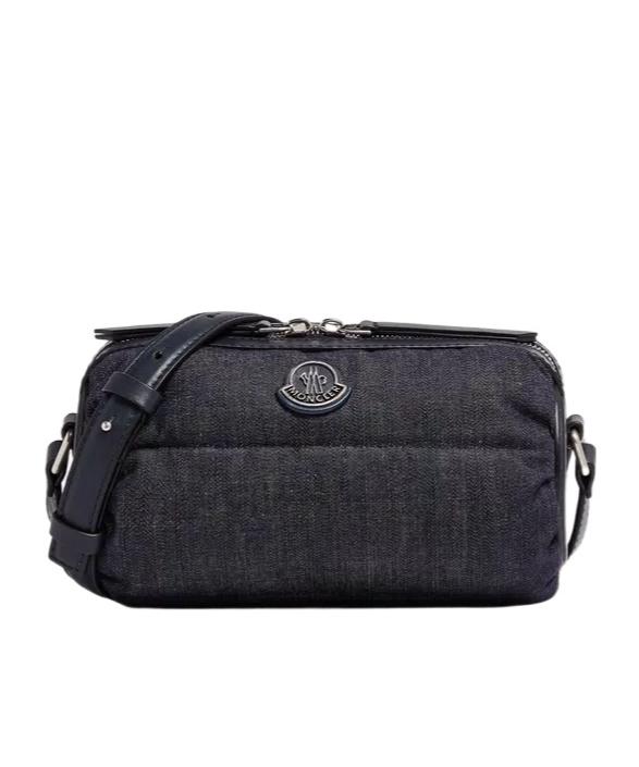 Moncler Keoni Denim Crossbody Bag In Blue