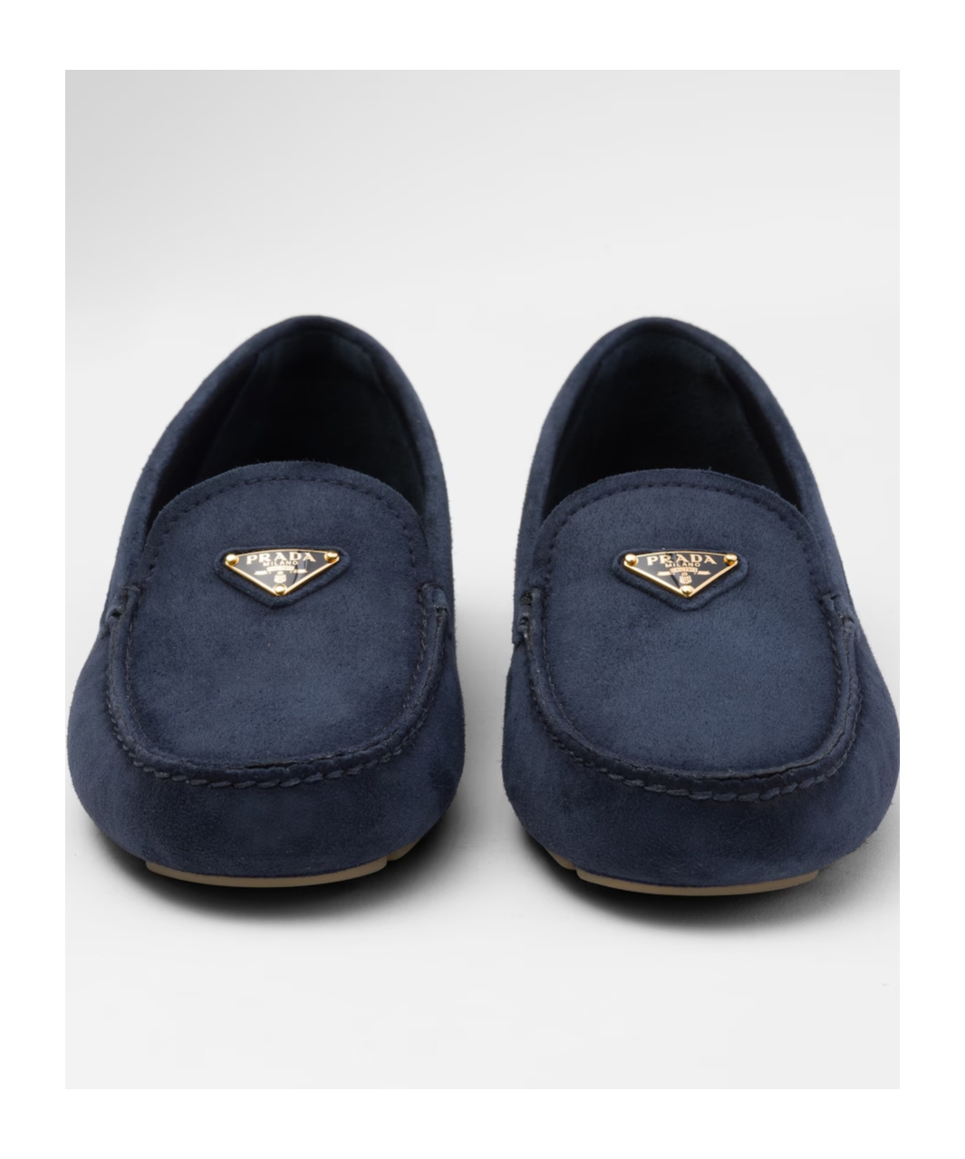 Prada Triangle-logo Suede Driving Loafers In Blue