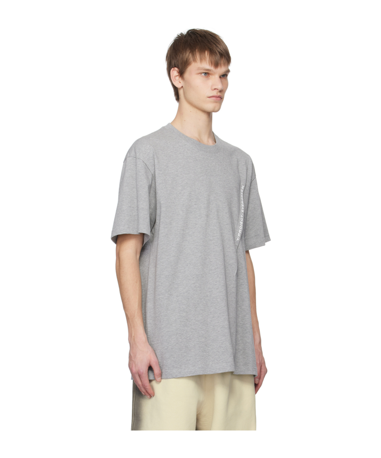 Y/project T-shirt With Round Neck And Short Sleeves In Gray