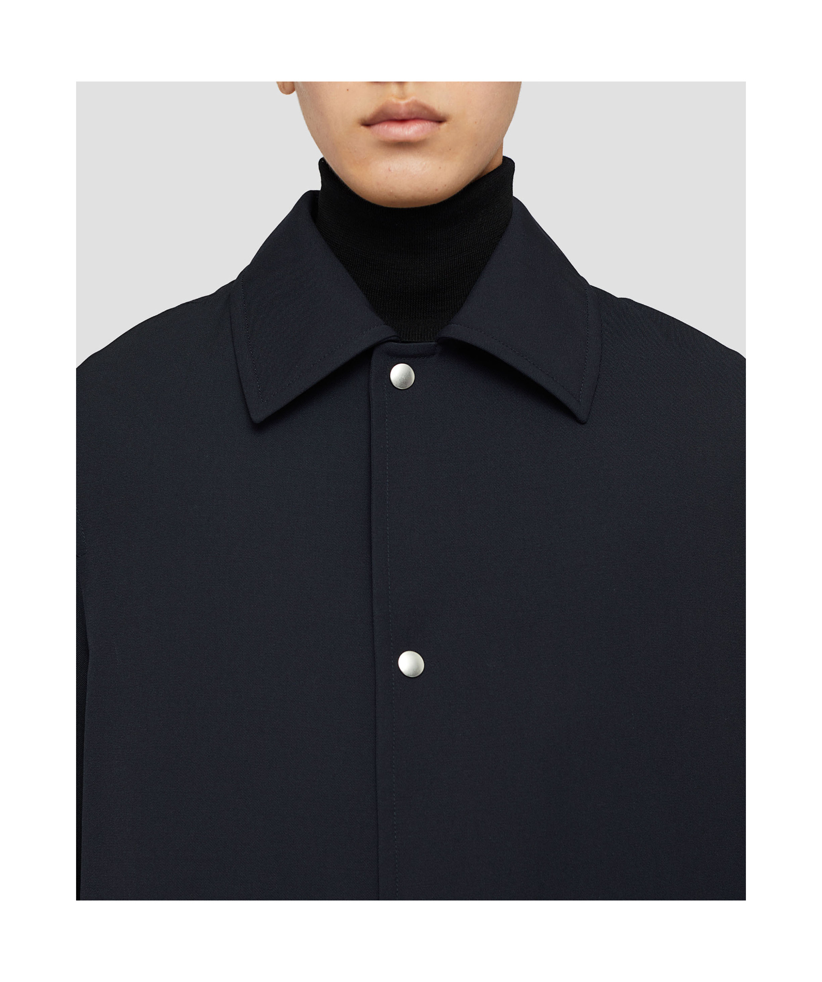 Jil Sander Single-breasted Gabardine Wool Coat In Black