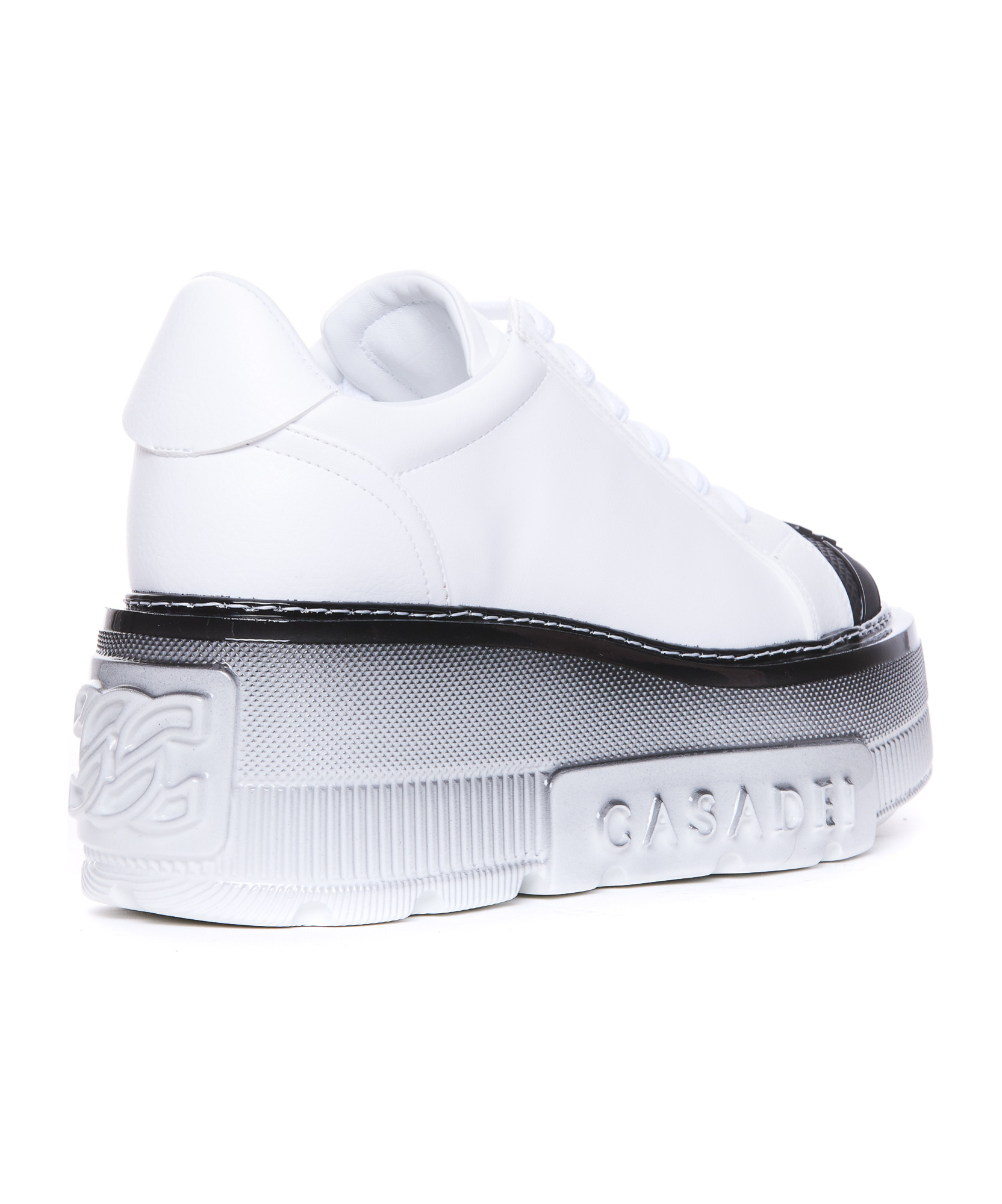 Casadei Low Top Leather Platform Sneakers In White