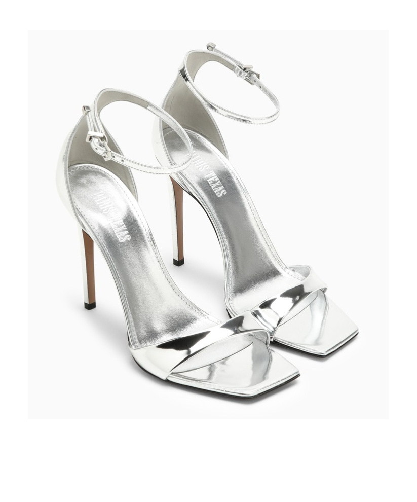 Paris Texas 105mm Stiletto Mirror Leather Sandals In White