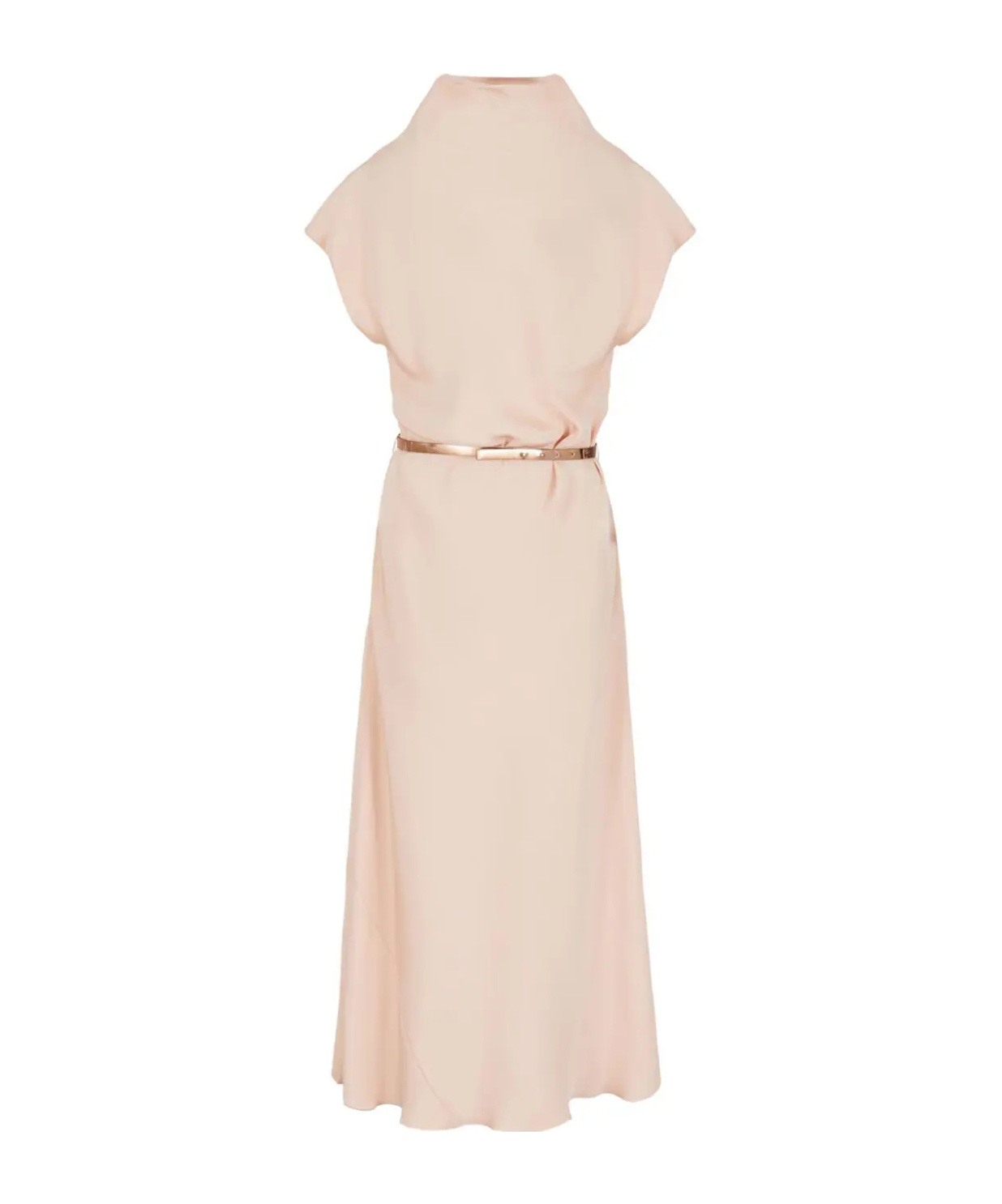 Giorgio Armani Draped Silk-cady Midi Dress In Neutral