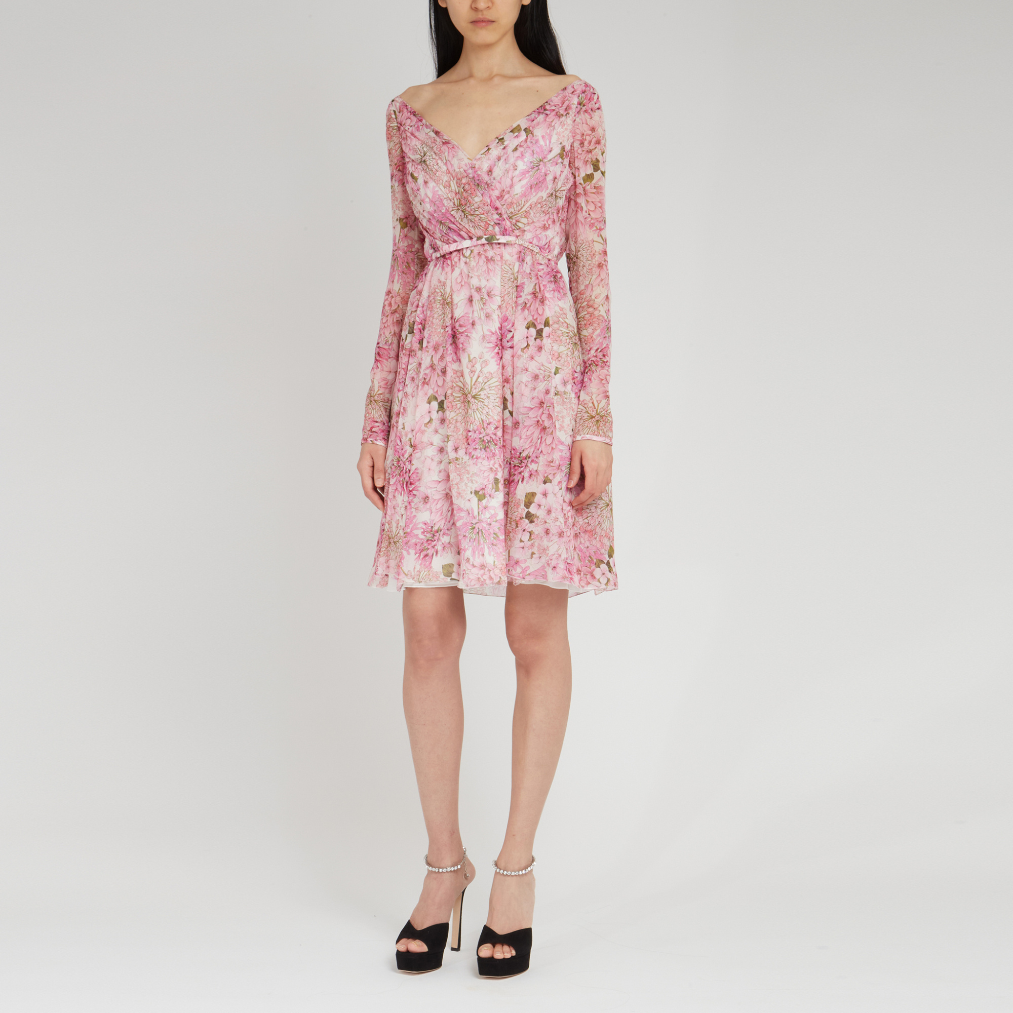 Giambattista Valli V-neck Long-sleeved Dress In Nude