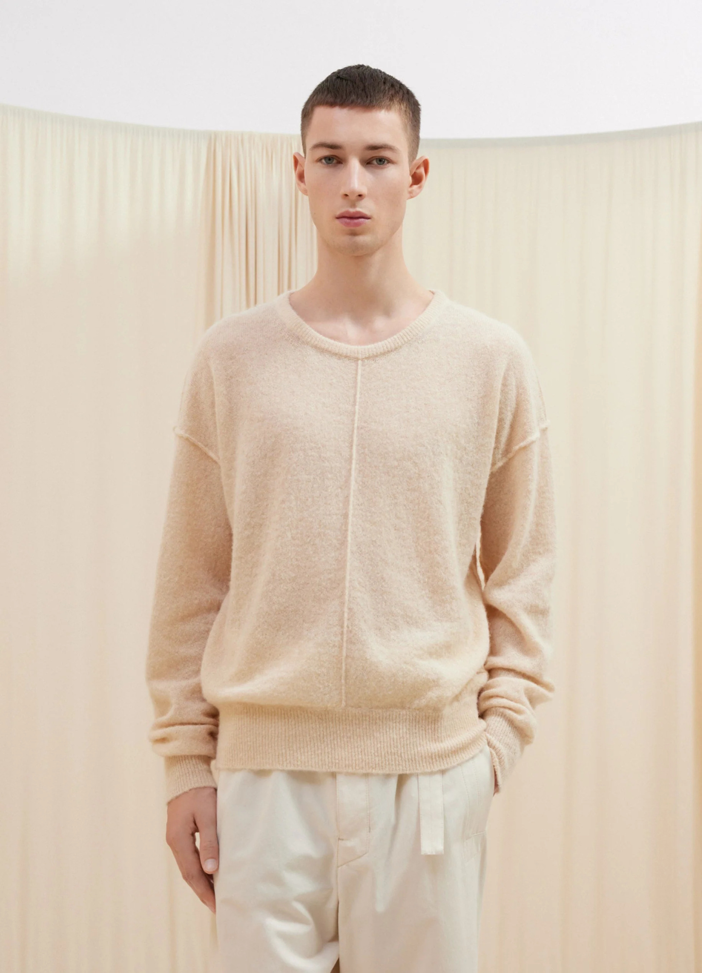 Lemaire Seam-detail Knit Jumper In Nude