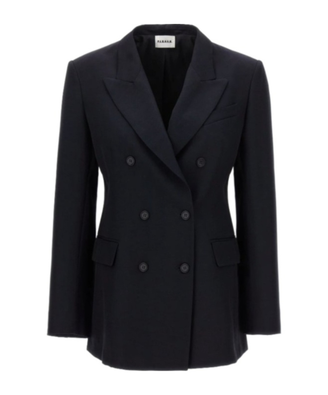 Shop P.a.r.o.s.h Peak-lapels Double-breasted Blazer In Black