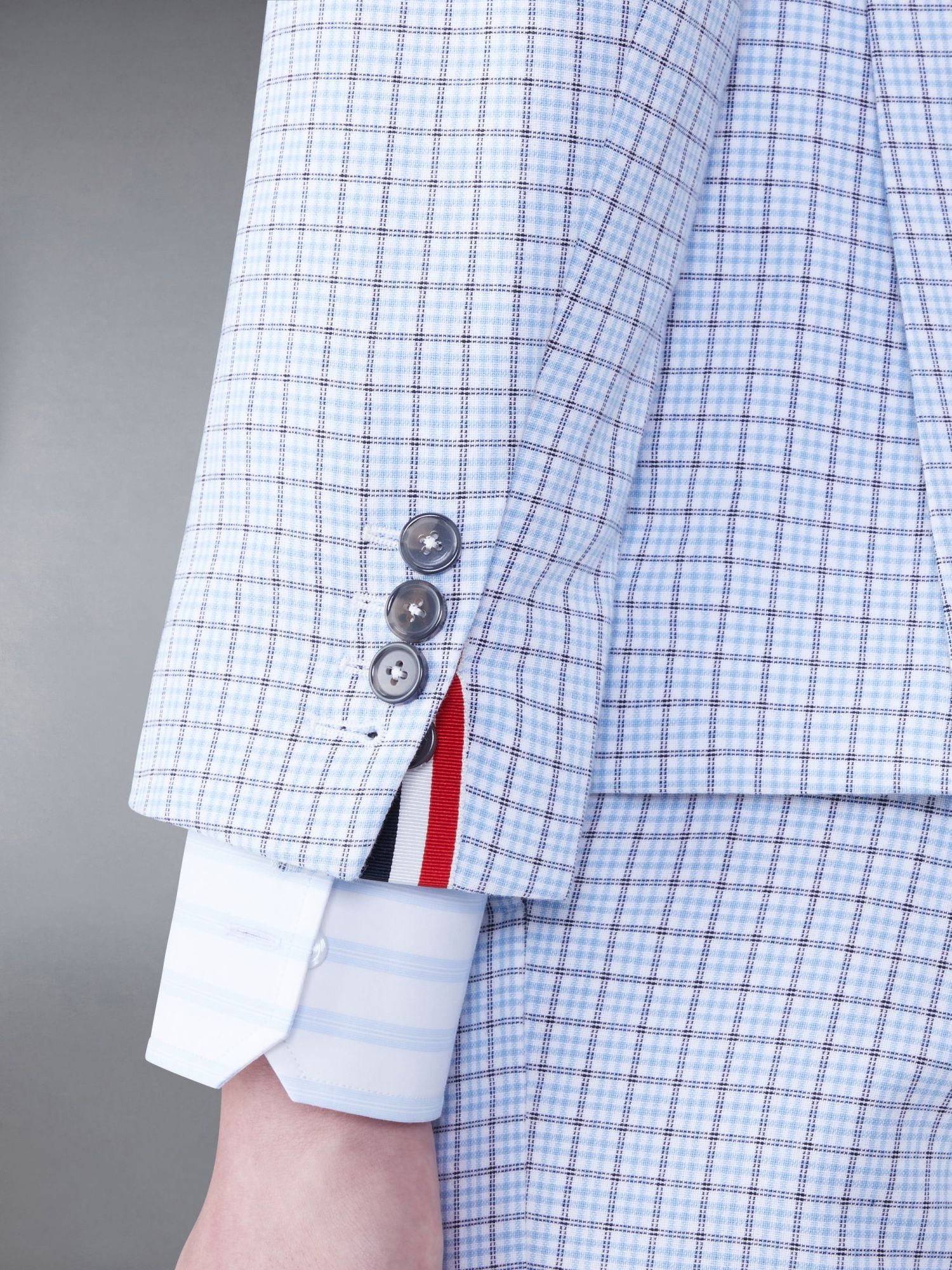 Shop Thom Browne Check-pattern Single-breasted Blazer In Blue