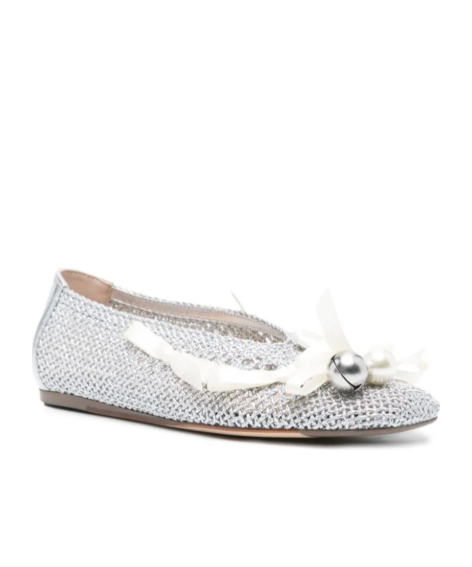 Simone Rocha Bell-shaped Pendant Crocheted Knitted Ballet Shoes In White