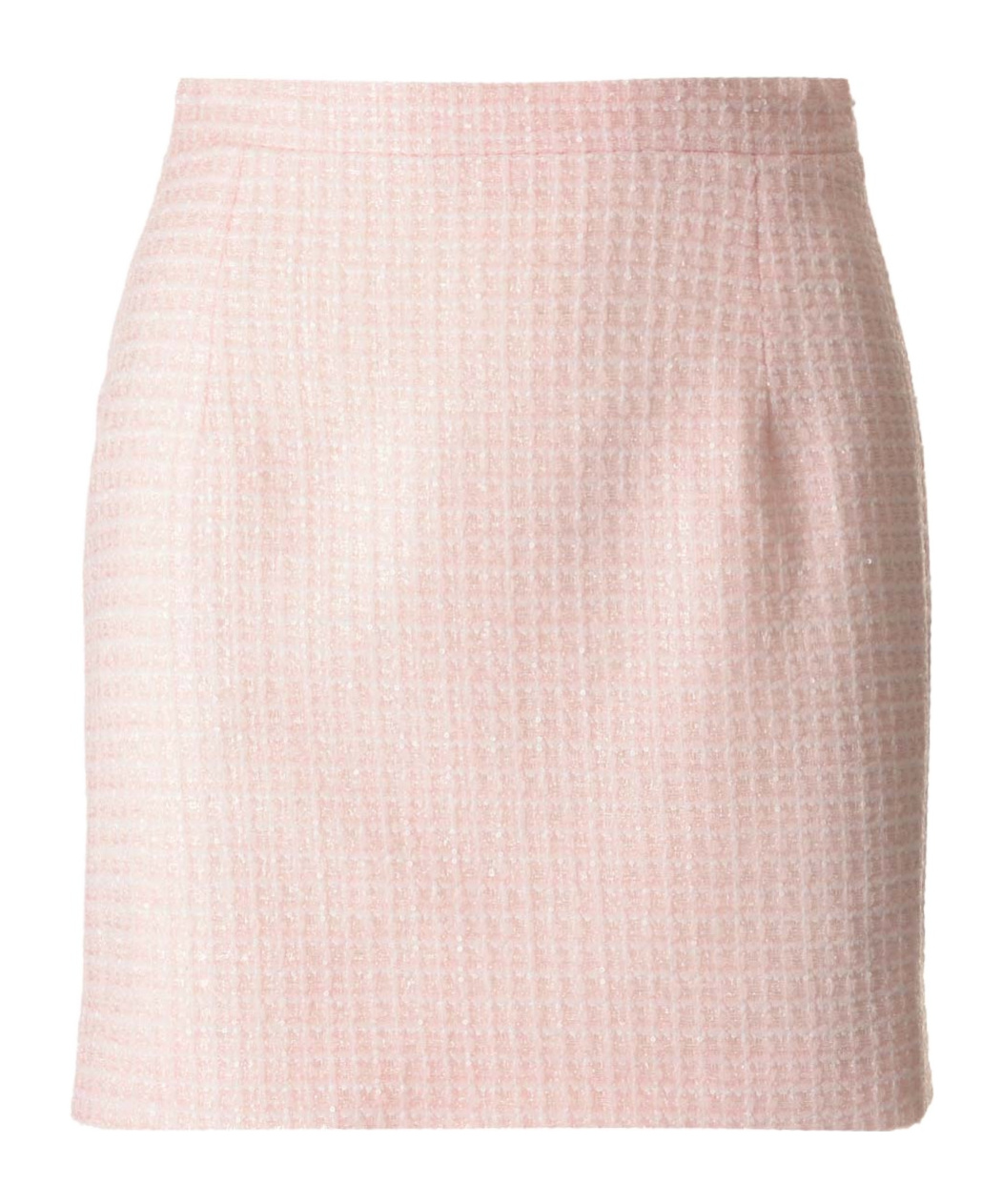 Alessandra Rich Checked Tweed Mini Skirt With Sequin Embellishment In Nude