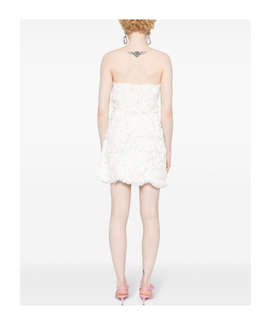 Shop Ermanno Scervino Floral-appliqu� Lace Mini Dress In White