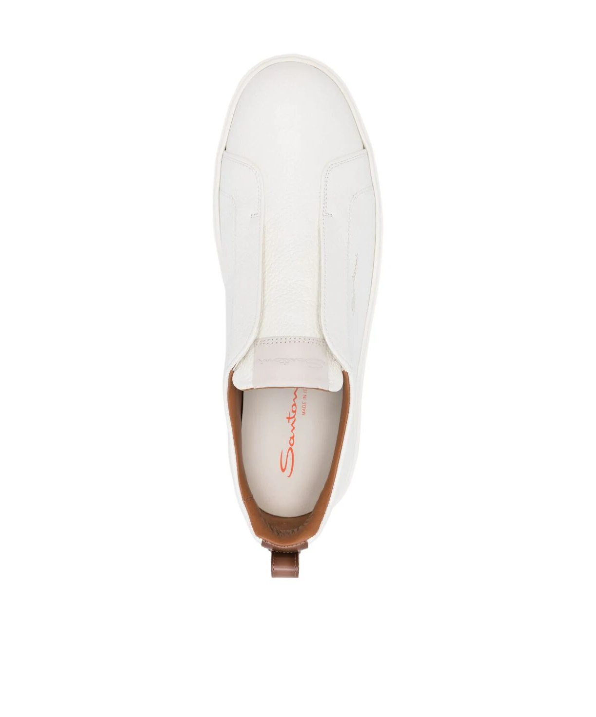Santoni Slip-on Sneakers With Calf Leather And Durable Rubber Sole In White