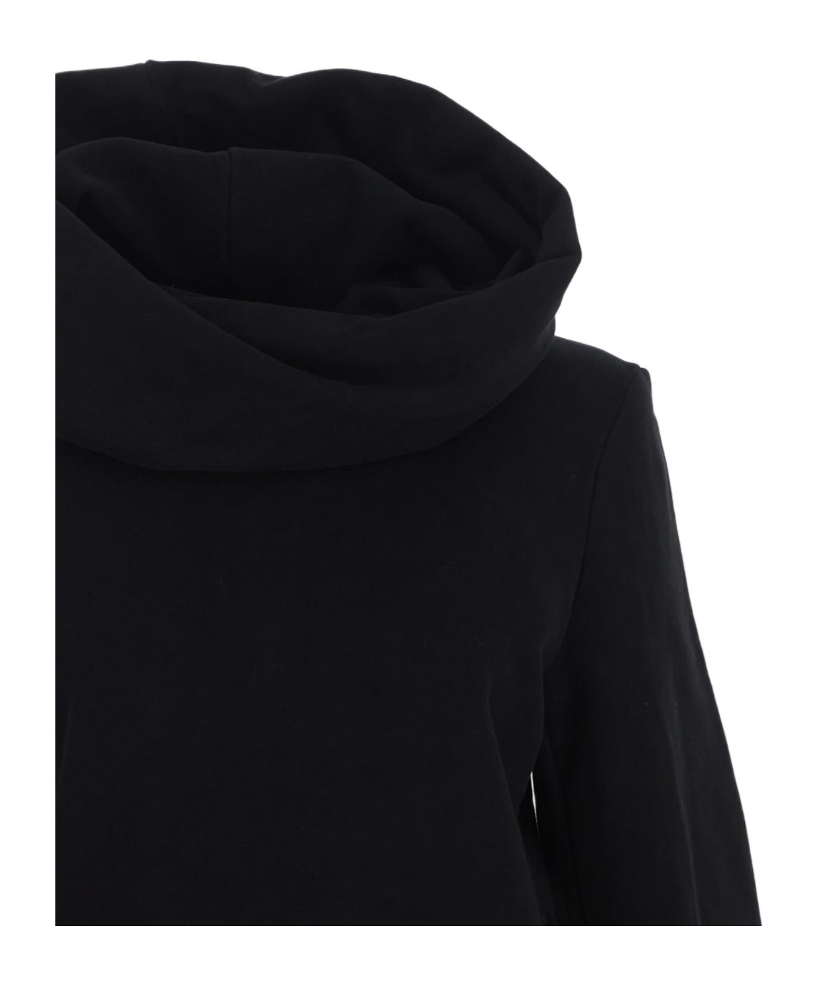 Saint Laurent Cropped Draped Hoodie In Black