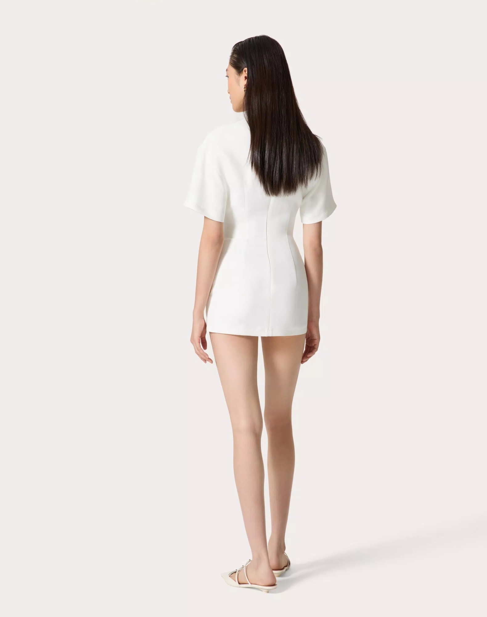 Valentino Crepe Couture Short-sleeve Minidress In White