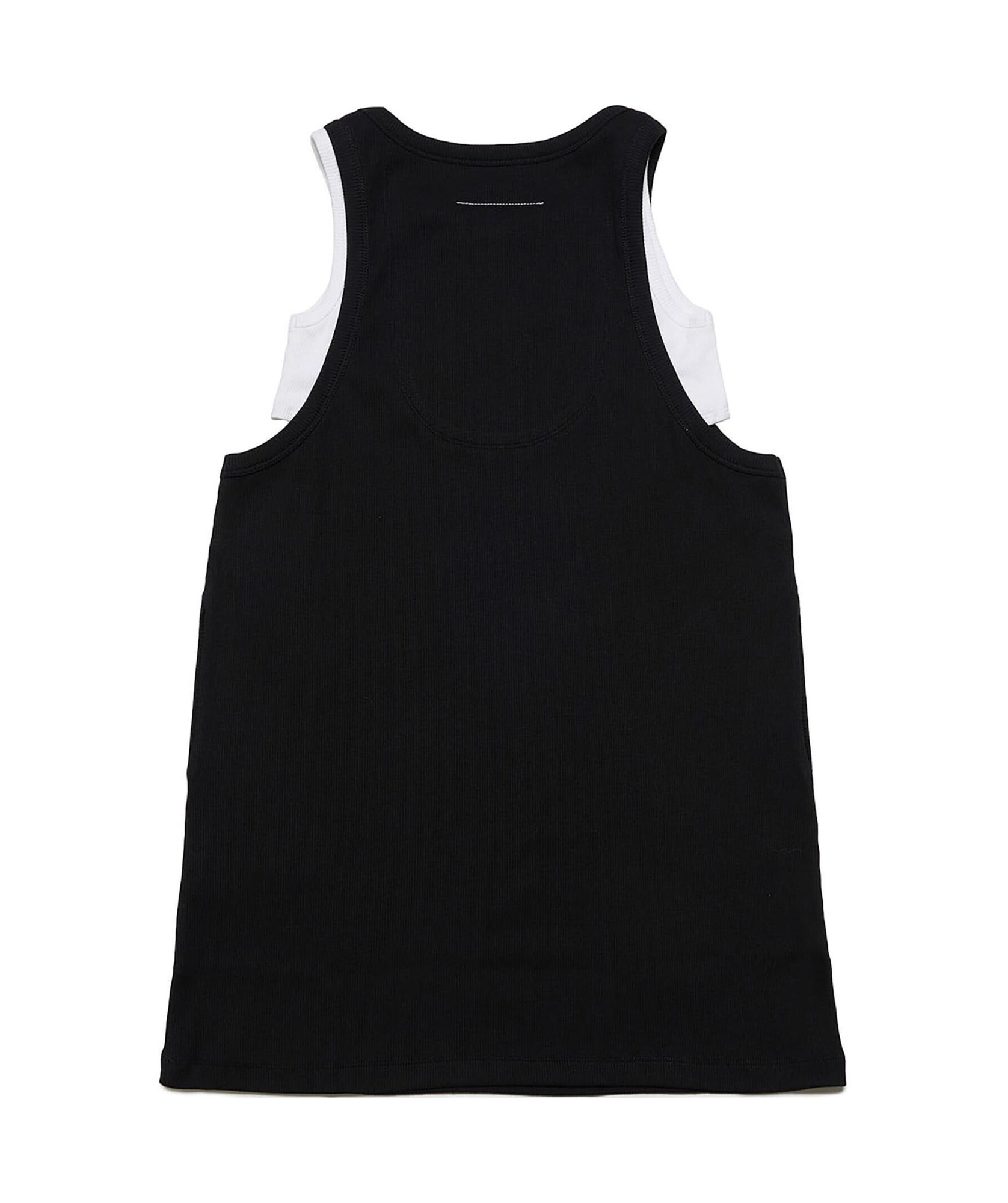 Mm6 Maison Margiela Sleeveless Ribbed Cotton Logo Dress In Black