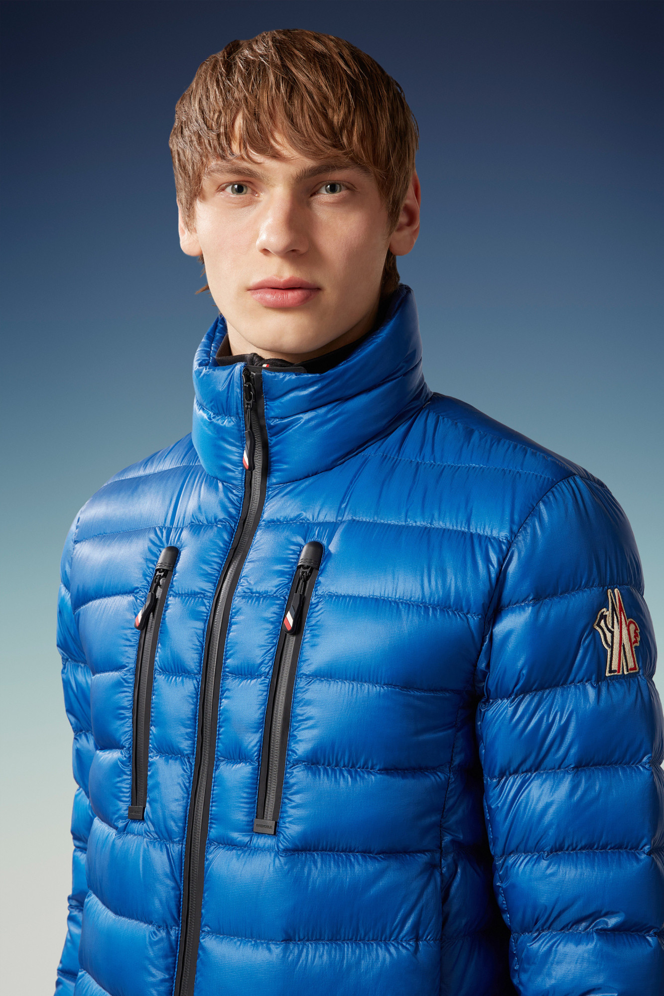 Shop Moncler Logo-patch Padded Jacket In Blue