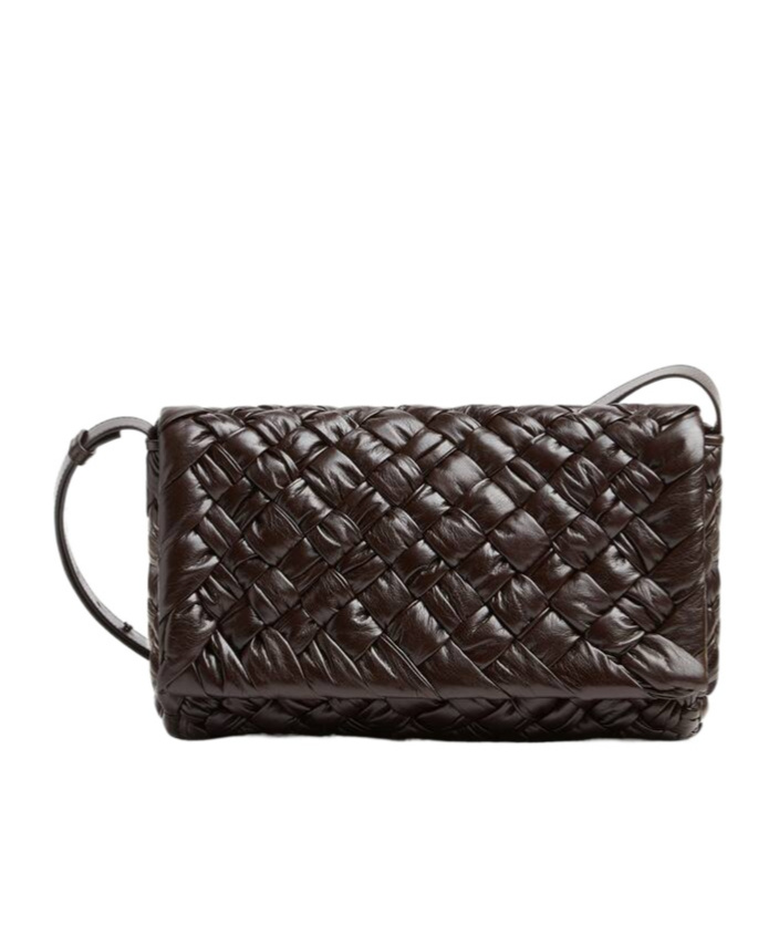Bottega Veneta Rumple Messenger Woven Crossbody Bag In Brown