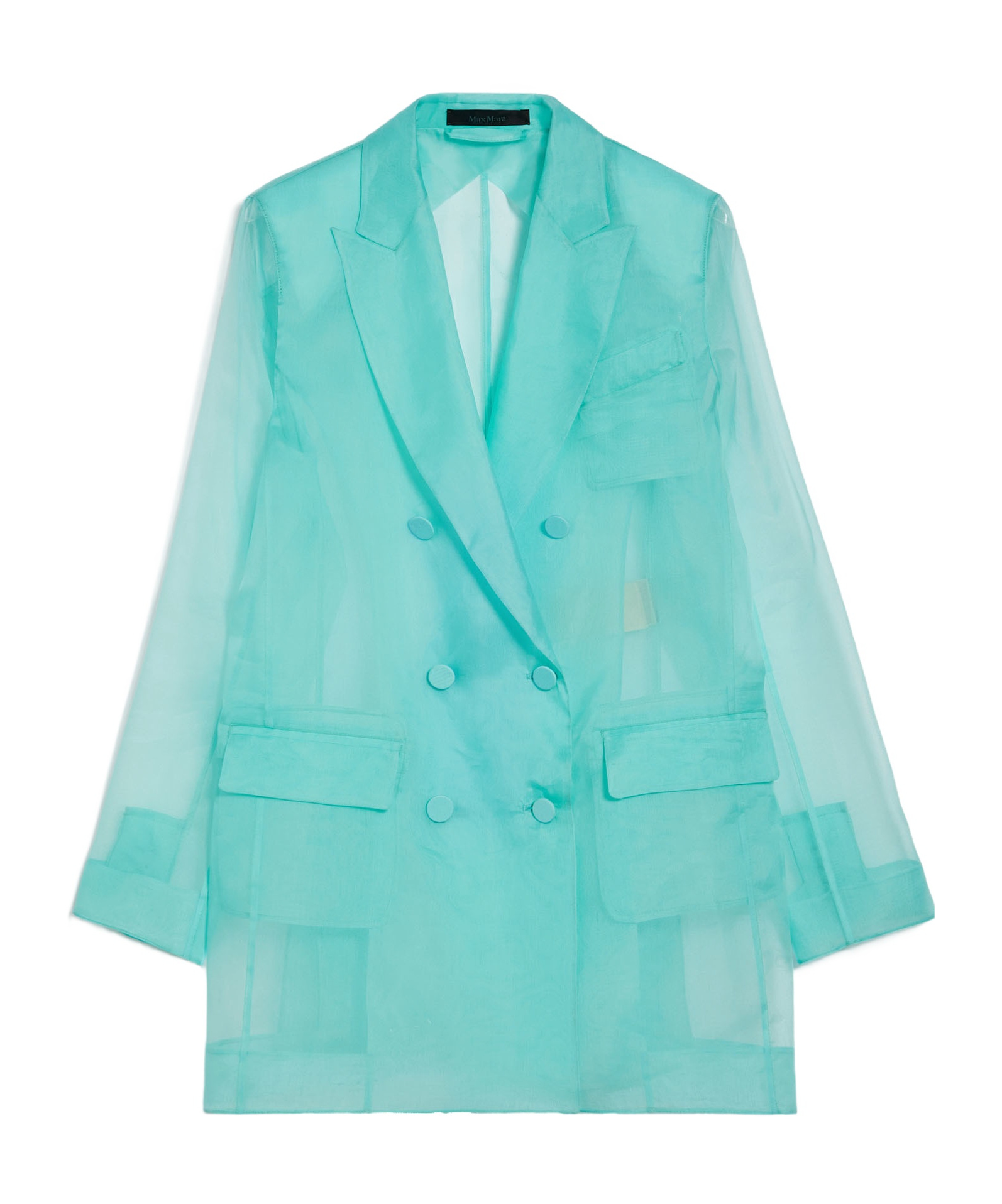 Max Mara Negrar Organza Double-breasted Blazer In Green