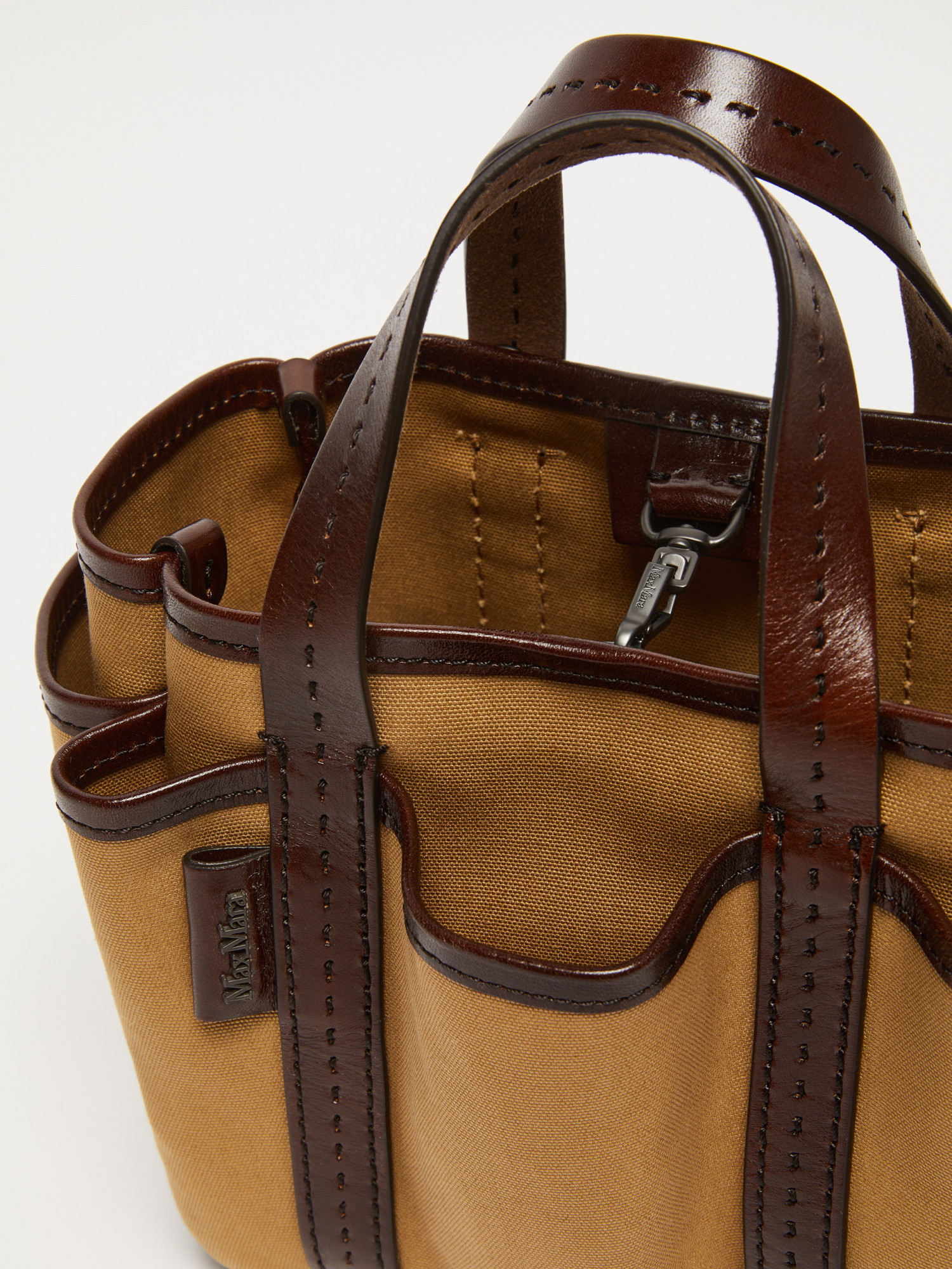 Max Mara Canvas And Leather Giardiniera Mini Tote Bag In Brown