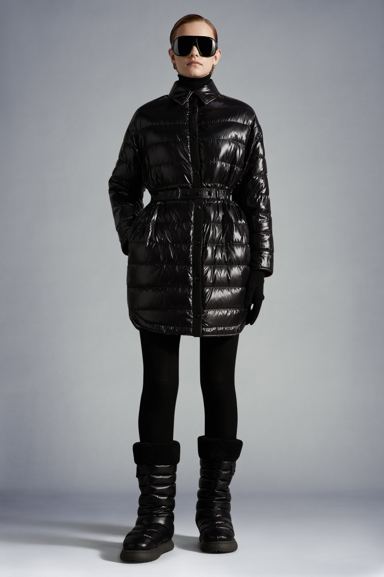 Moncler Robe Chemisier Réversible In Black