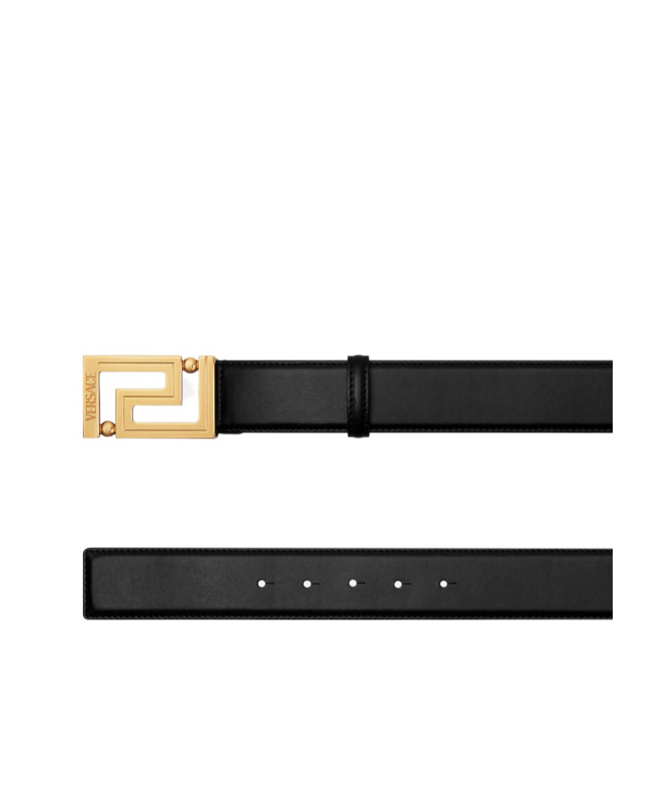 Versace Greca Leather Belt In Black